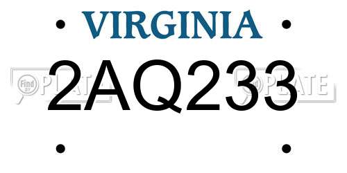 2AQ233 Virginia License Plate