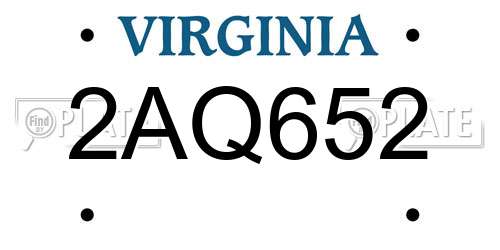 2AQ652 Virginia License Plate