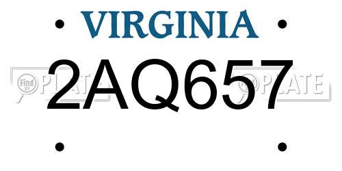 2AQ657 Virginia License Plate