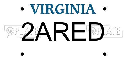 2ARED Virginia License Plate
