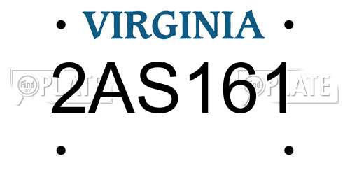 2AS161 Virginia License Plate
