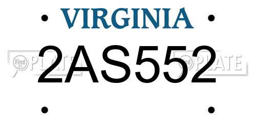 2AS552 Virginia License Plate