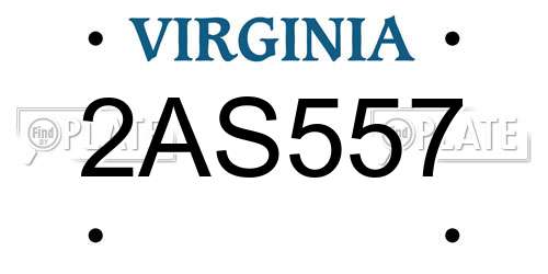 2AS557 Virginia License Plate