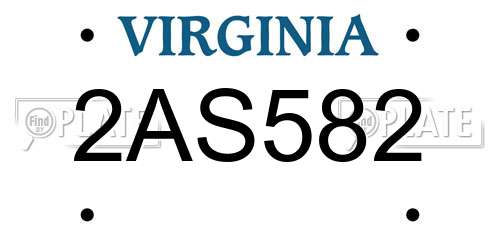 2AS582 Virginia License Plate