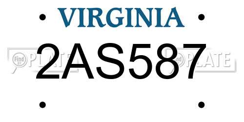 2AS587 Virginia License Plate
