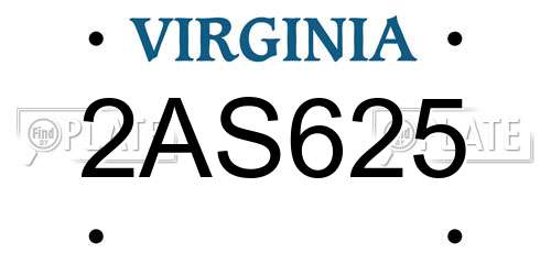 2AS625 Virginia License Plate