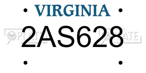 2AS628 Virginia License Plate
