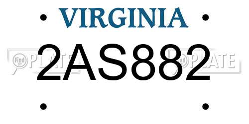 2AS882 Virginia License Plate