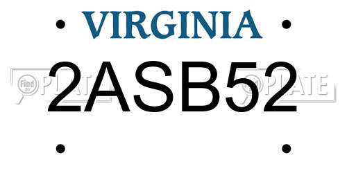 2ASB52 Virginia License Plate