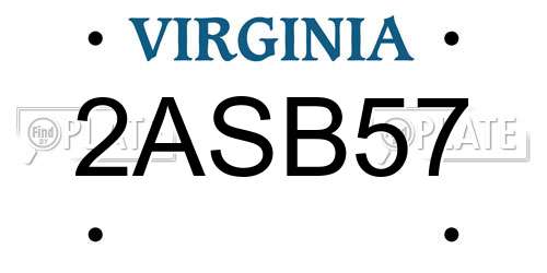2ASB57 Virginia License Plate