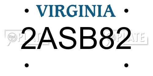 2ASB82 Virginia License Plate