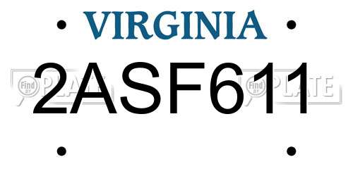 2ASF611 Virginia License Plate