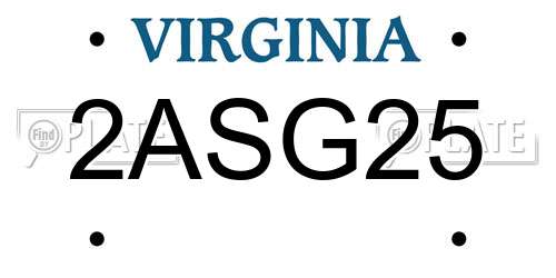 2ASG25 Virginia License Plate
