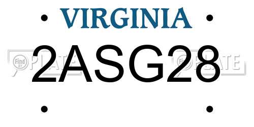 2ASG28 Virginia License Plate
