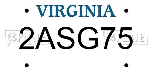 2ASG75 Virginia License Plate