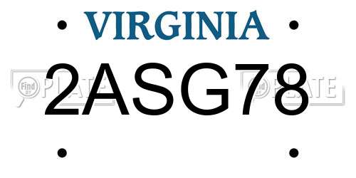 2ASG78 Virginia License Plate