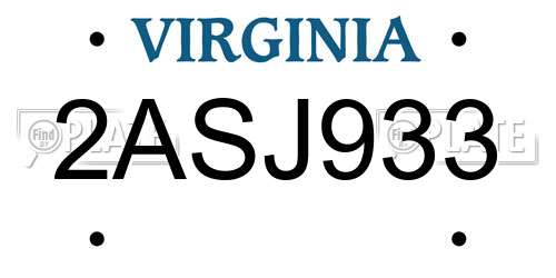2ASJ933 Virginia License Plate