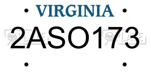 2ASO173 Virginia License Plate