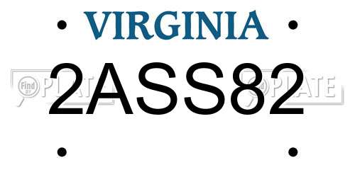 2ASS82 Virginia License Plate