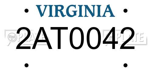 2AT0042 Virginia License Plate
