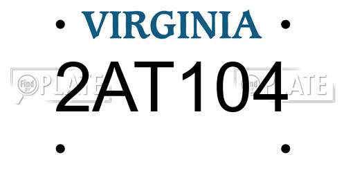 2AT104 Virginia License Plate