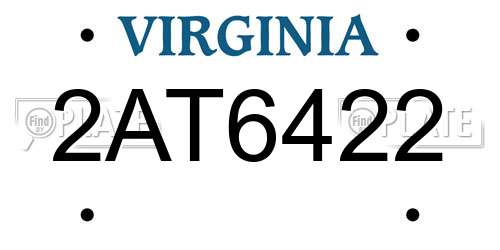 2AT6422 Virginia License Plate