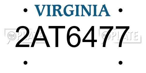2AT6477 Virginia License Plate
