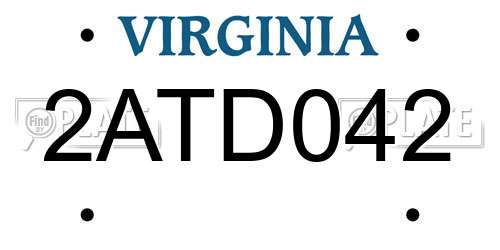 2ATD042 Virginia License Plate