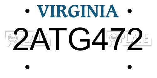 2ATG472 Virginia License Plate