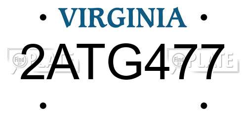 2ATG477 Virginia License Plate
