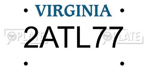 2ATL77 Virginia License Plate