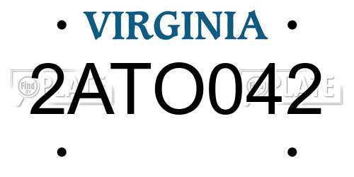 2ATO042 Virginia License Plate