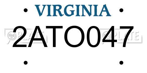 2ATO047 Virginia License Plate
