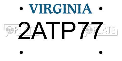 2ATP77 Virginia License Plate