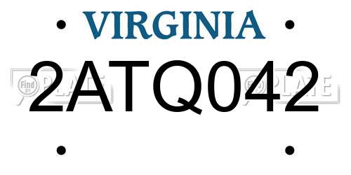 2ATQ042 Virginia License Plate