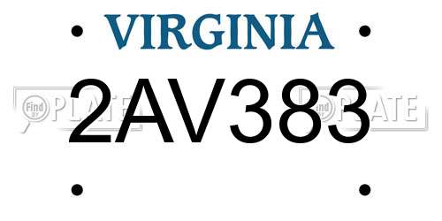 2AV383 Virginia License Plate