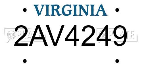 2AV4249 Virginia License Plate