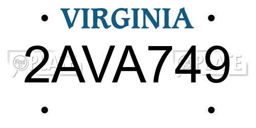 2AVA749 Virginia License Plate