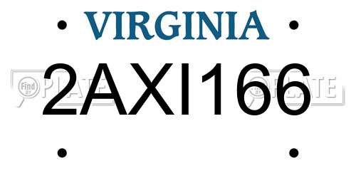 2AXI166 Virginia License Plate