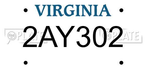 2AY302 Virginia License Plate