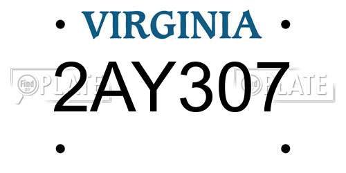 2AY307 Virginia License Plate