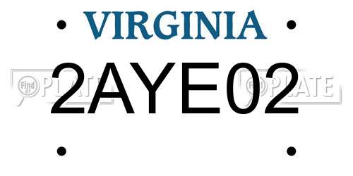 2AYE02 Virginia License Plate