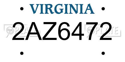 2AZ6472 Virginia License Plate
