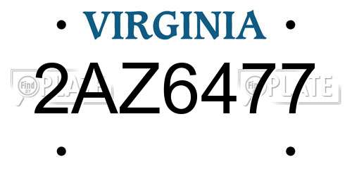 2AZ6477 Virginia License Plate