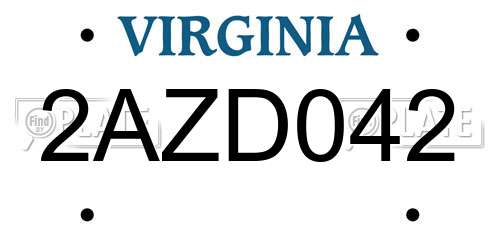 2AZD042 Virginia License Plate