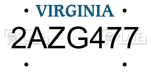 2AZG477 Virginia License Plate
