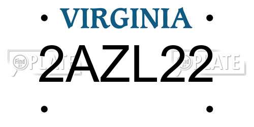 2AZL22 Virginia License Plate