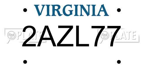 2AZL77 Virginia License Plate