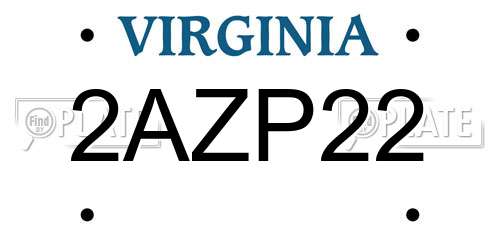 2AZP22 Virginia License Plate
