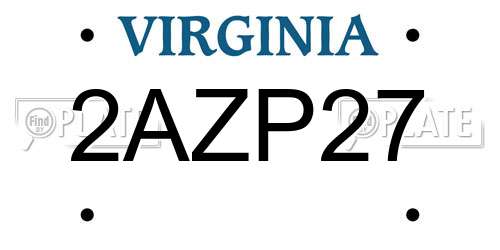 2AZP27 Virginia License Plate